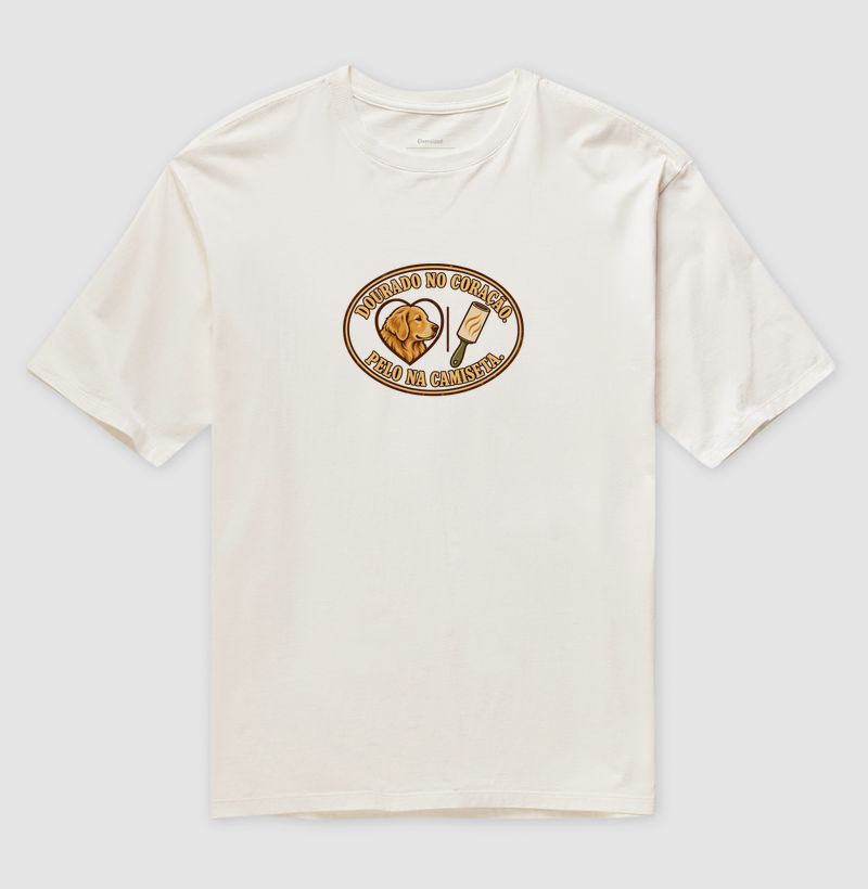 Dourado no coração. Pelo na camiseta. - Imagem 4