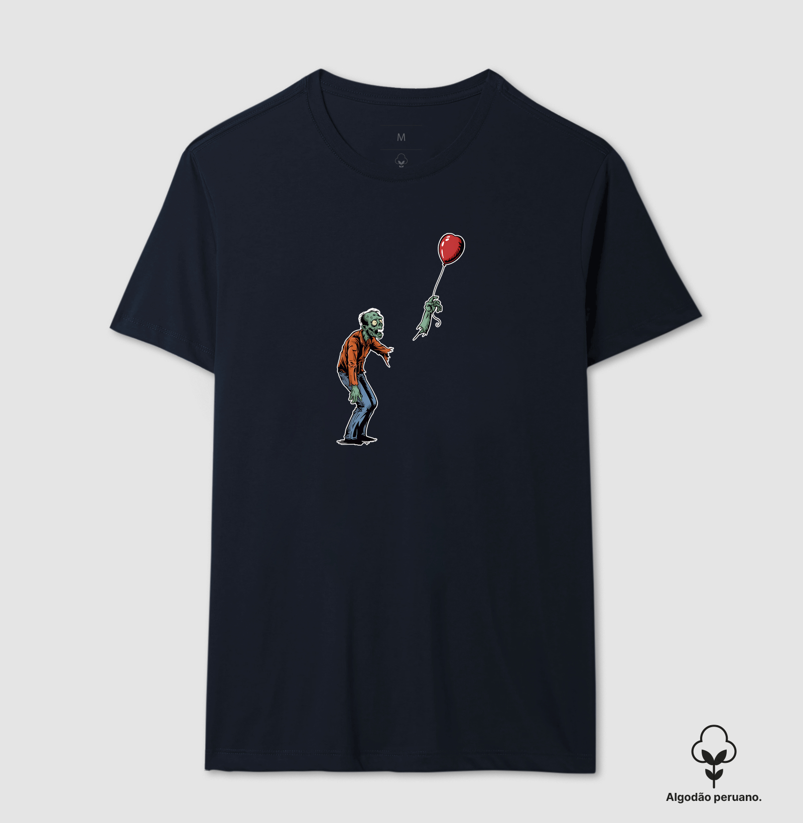 Camiseta Algodão Peruano Balão de Coração Zumbi - Imagem 7
