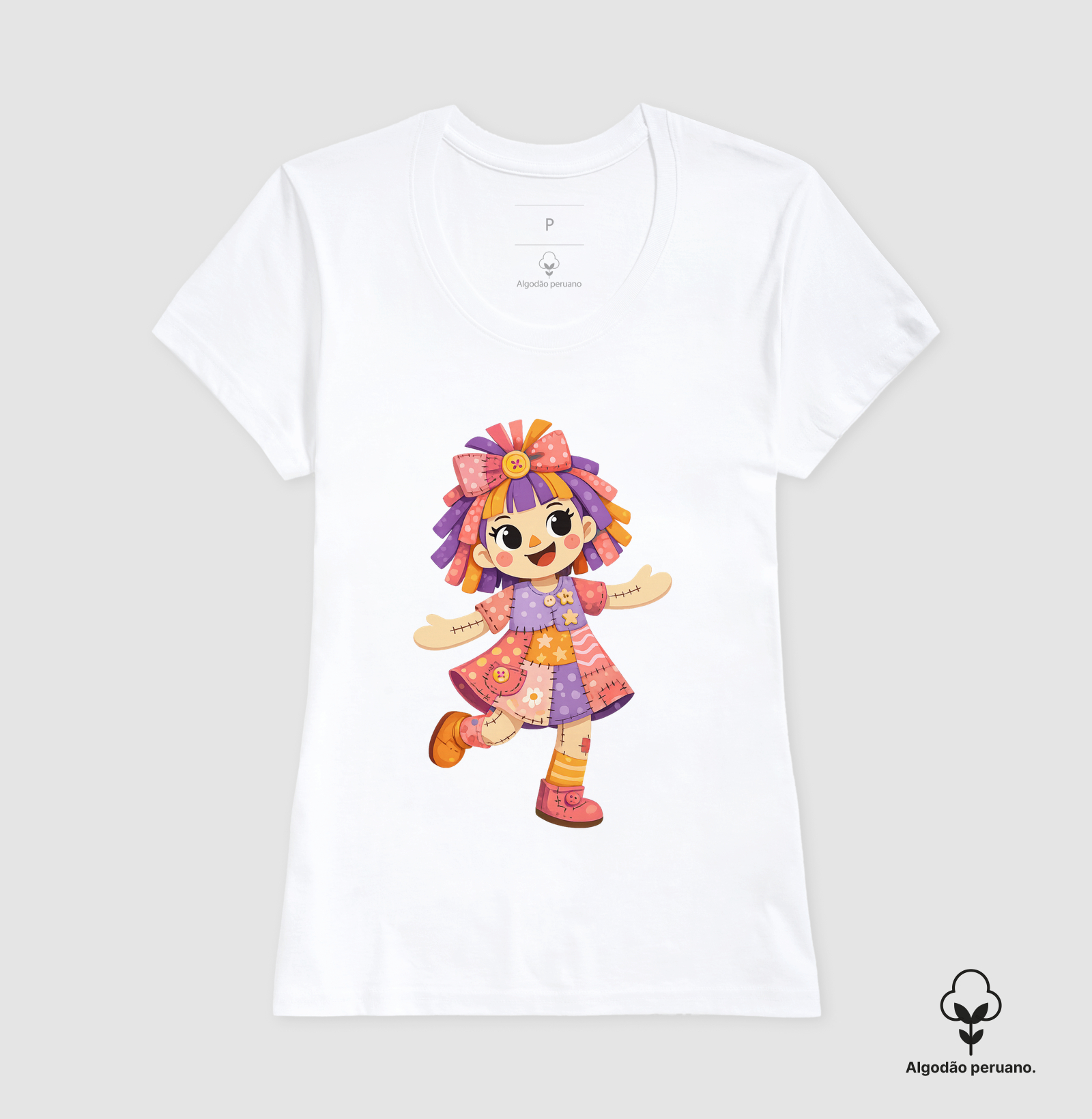 Camiseta Algodão Peruano Boneca de Pano - Rosa - Imagem 11