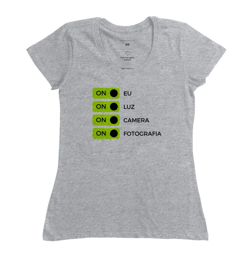 Camiseta on eu, on luz, on câmera & on fotografia  - Imagem 8