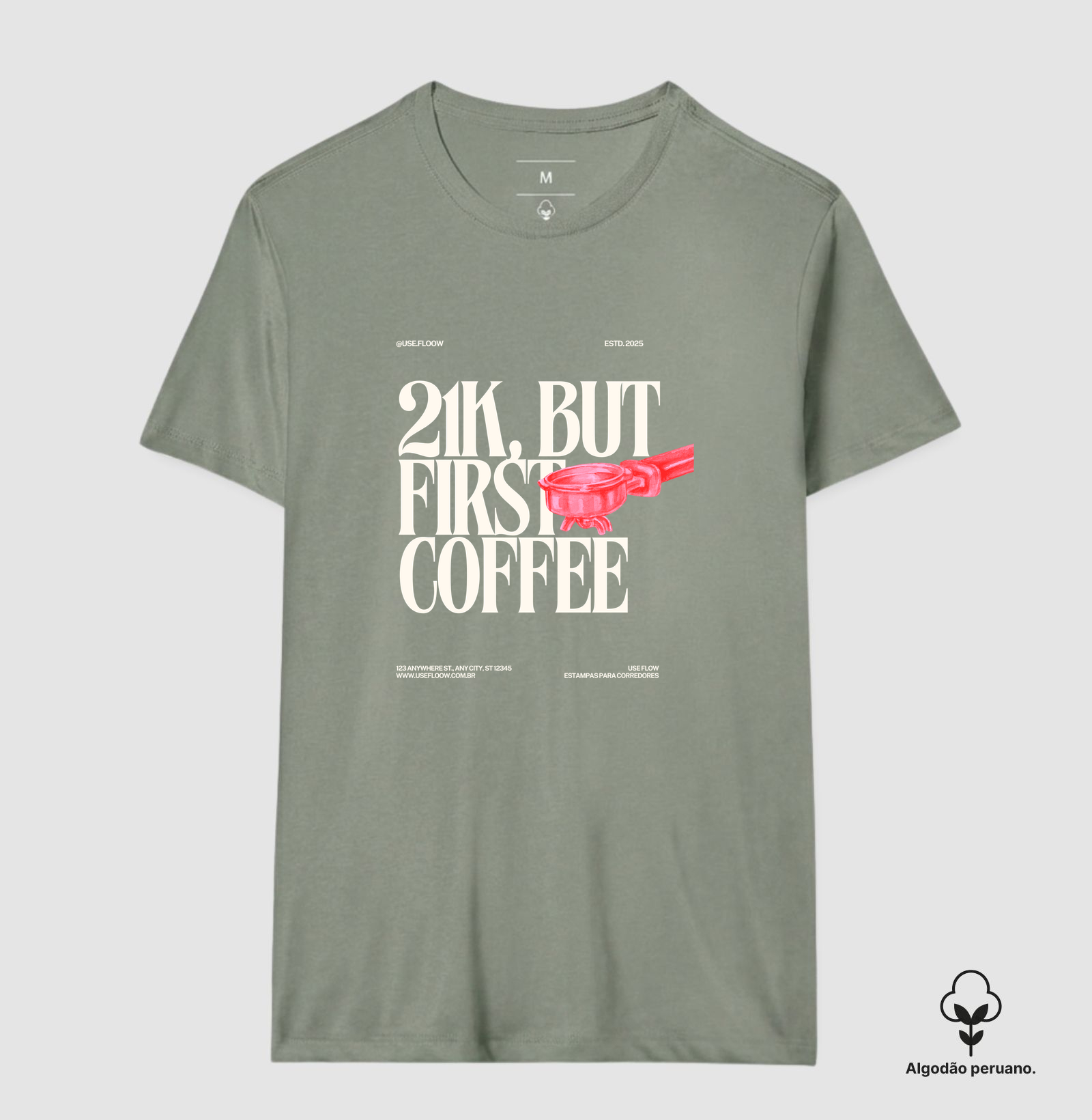Camiseta Algodão Peruano Meia Maratona - 21K Mas Primeiro Café - Imagem 2