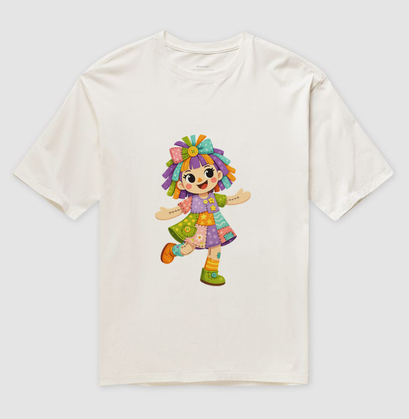 Camiseta Oversized Boneca de Pano - Azul - Imagem 4