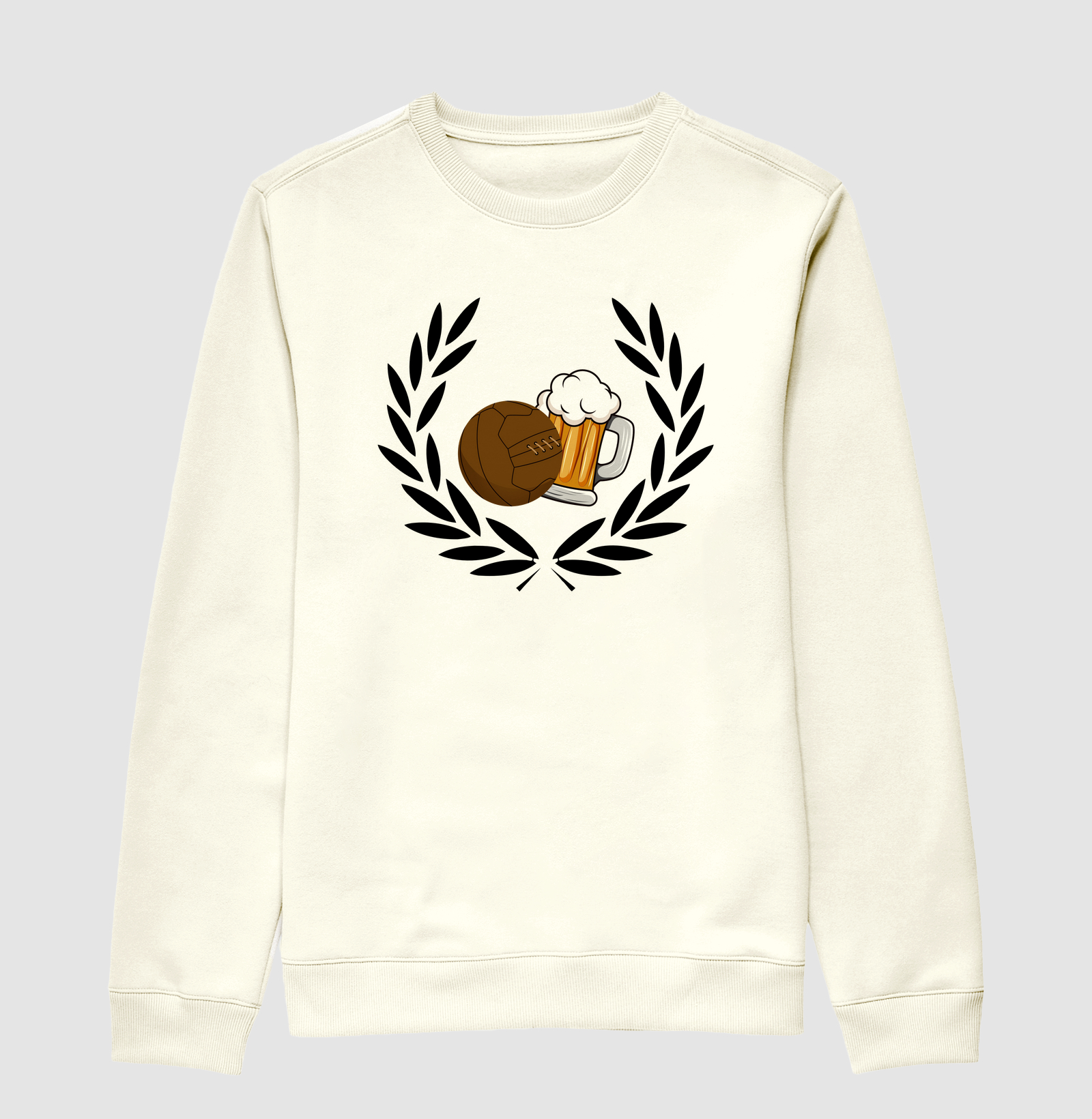 Suéter Moletom Beer and Football - Branco e Bege