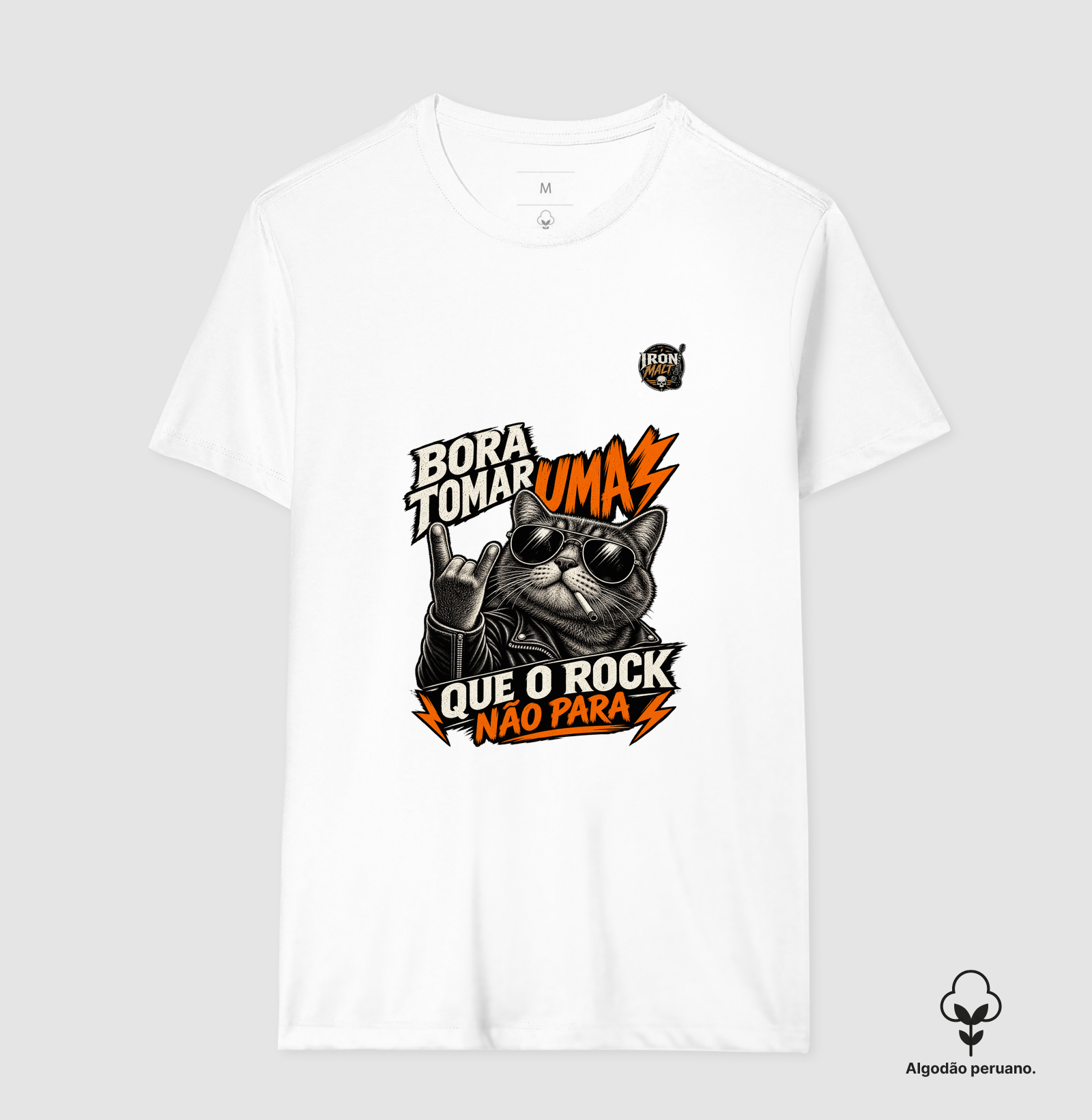 Camiseta Rock Cat – Estampa Gato Rockeiro de Óculos e Jaqueta - Imagem 4