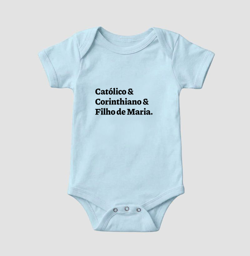 Católico & Corintiano & Filho de Maria - Body Infantil - Imagem 4