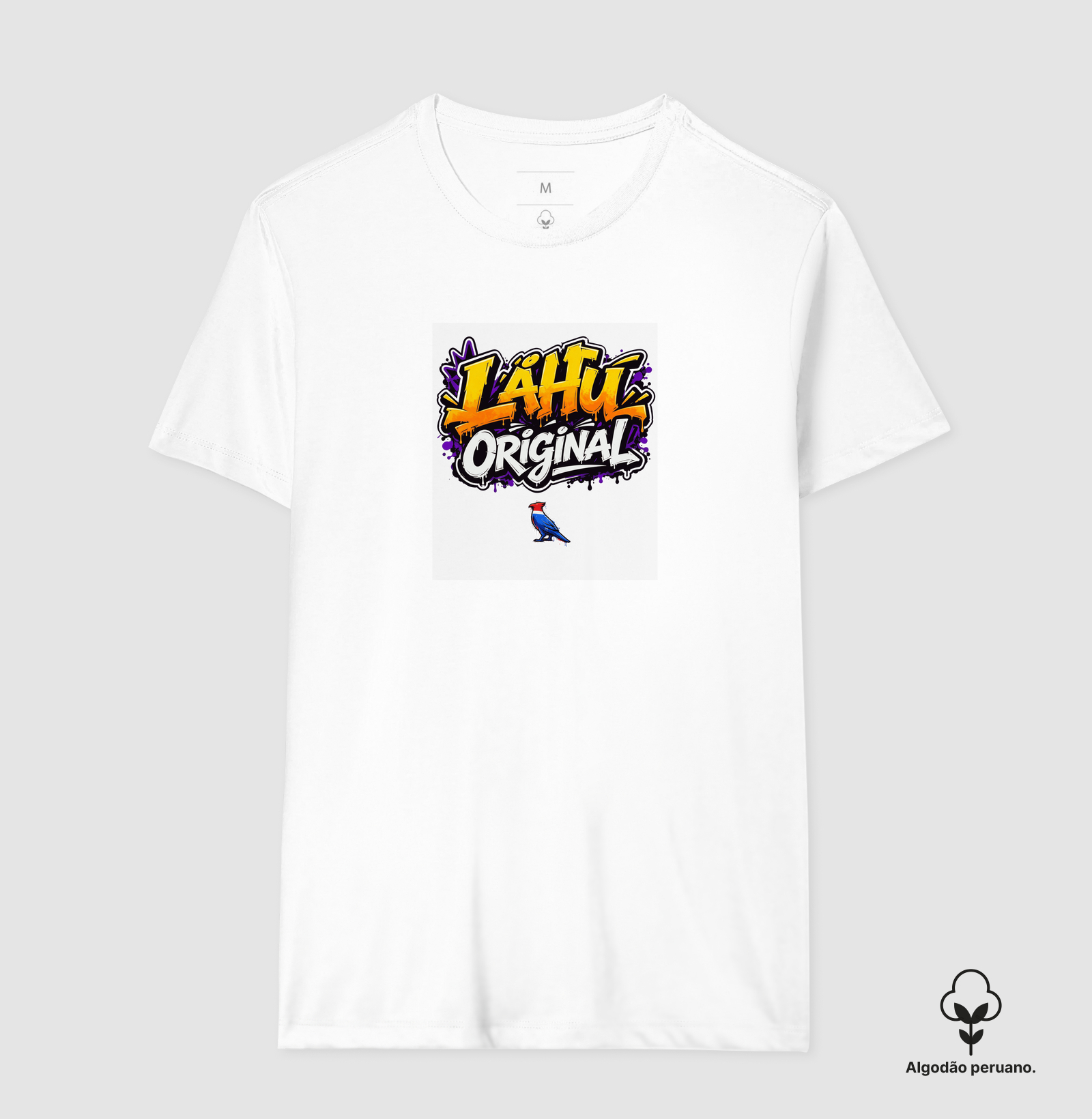 O grafite LÄHU Original brilha em tons vibrantes de laranja e roxo, traduzindo energia e movimento. Mistura perfeita entre arte de rua e moda contemporânea, feita para quem vive o estilo com propósito. - Imagem 2