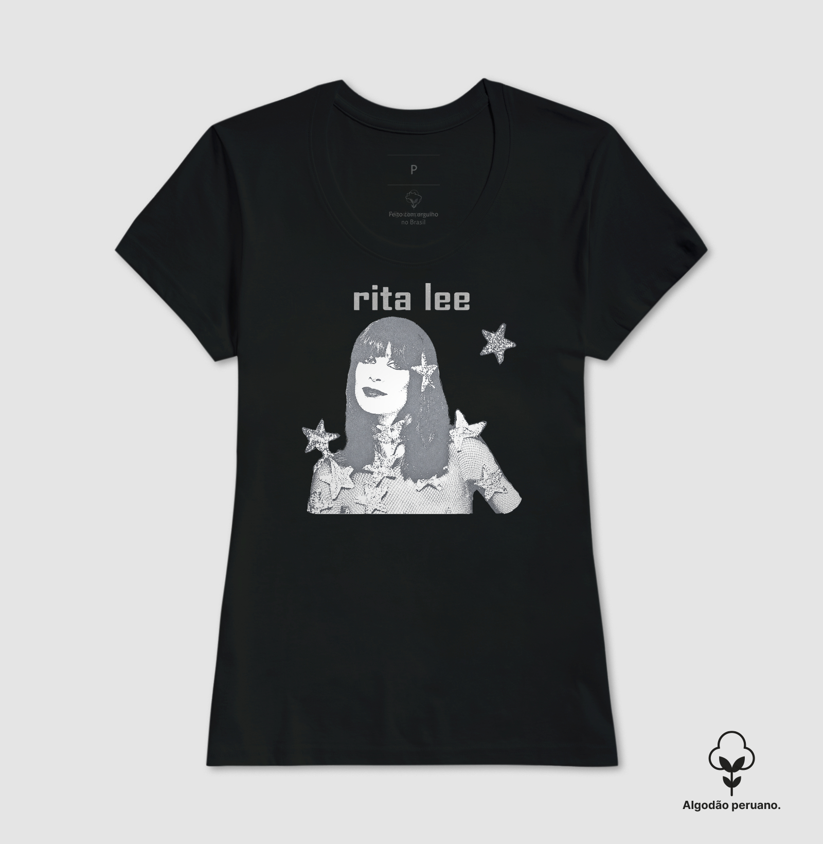 Camiseta Tributo Rita Lee Retrato Pontilhado Estrelas Rock Nacional - Imagem 2