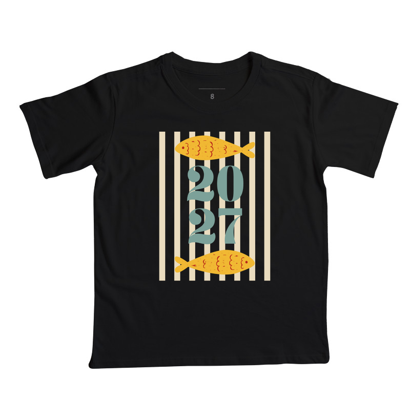 Camiseta Infantil Ano Novo 2027 Peixe Mediterrâneo  - Imagem 9