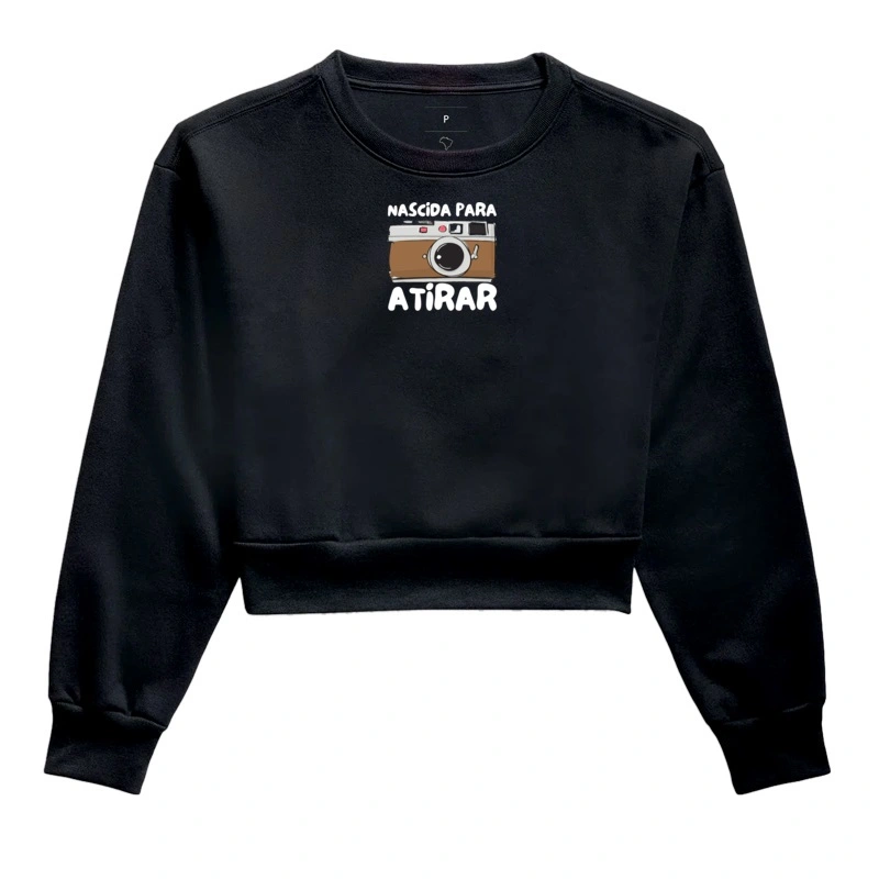 Moletom cropped feminino, nascida para atirar - Imagem 2