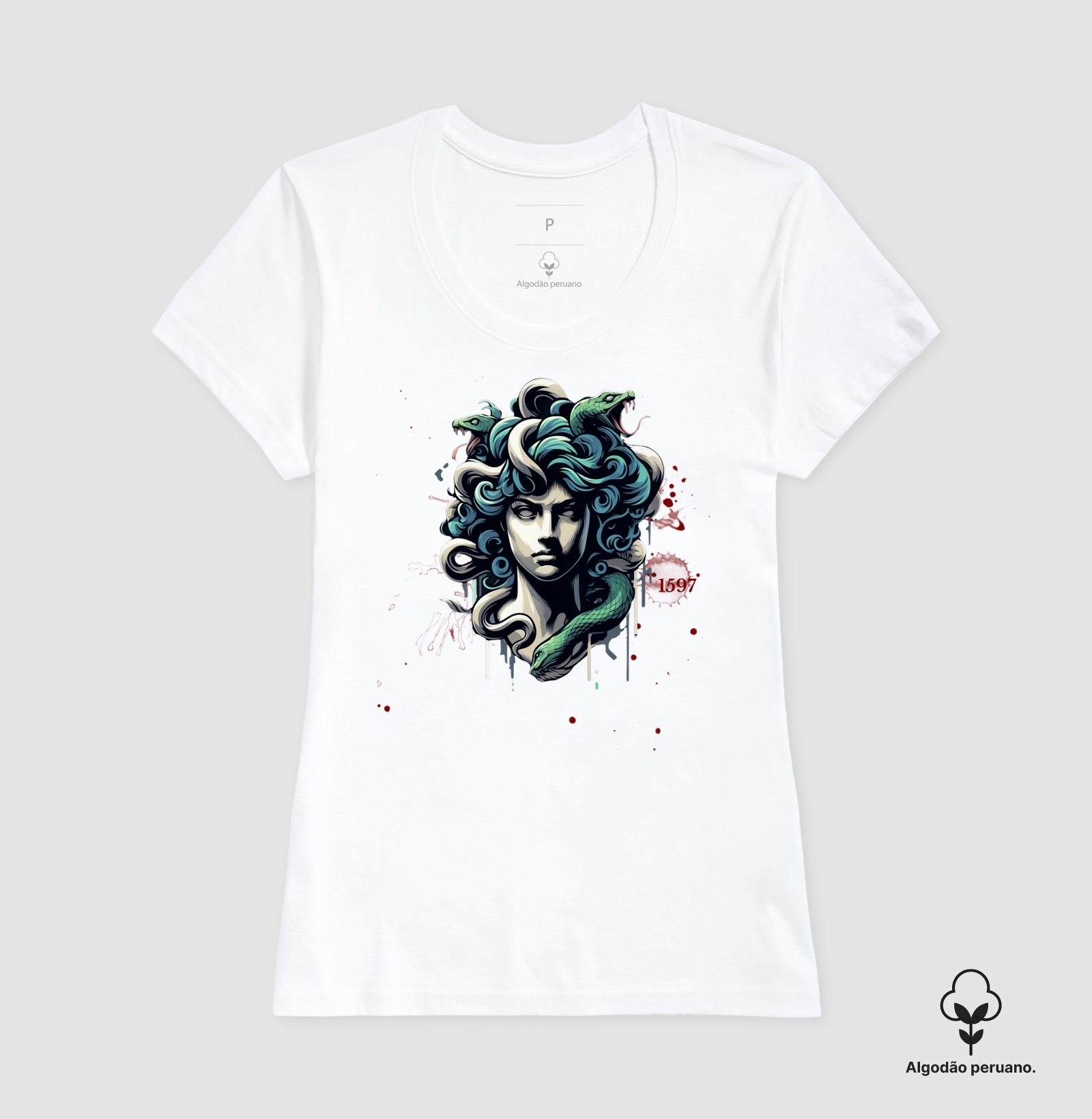 Camiseta Algodão Peruano Olhar de Medusa - Imagem 8