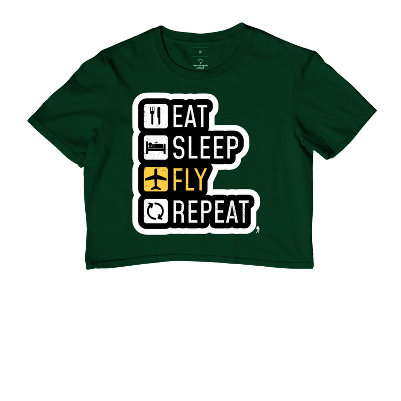 Camiseta Eat Sleep Fly Repeat | Rotina do Viajante Viciado | Colecao Viciados em Viagem - Imagem 5