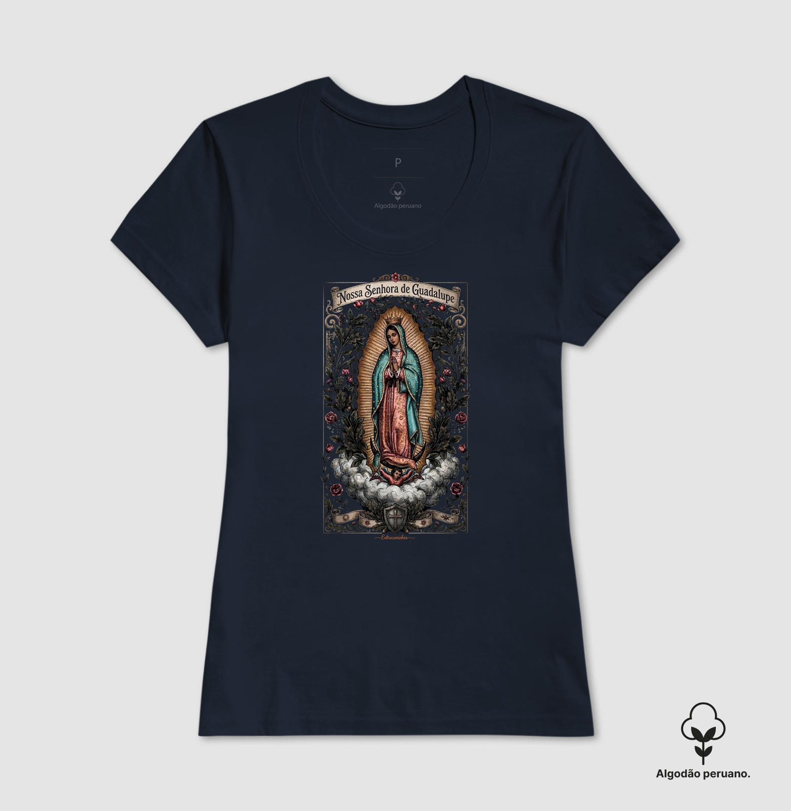 Camiseta Nossa Senhora de Guadalupe (Arte Sacra Vintage Ilustrada) - Imagem 4
