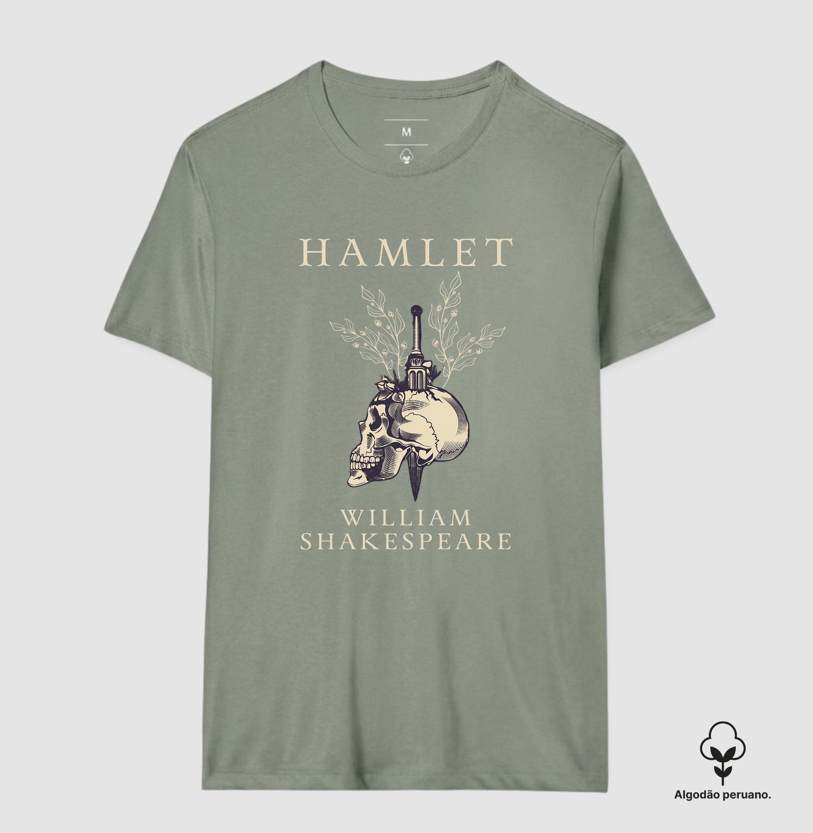 Camiseta Hamlet – William Shakespeare | Caveira de Yorick  | Algodão Peruano  - Imagem 3