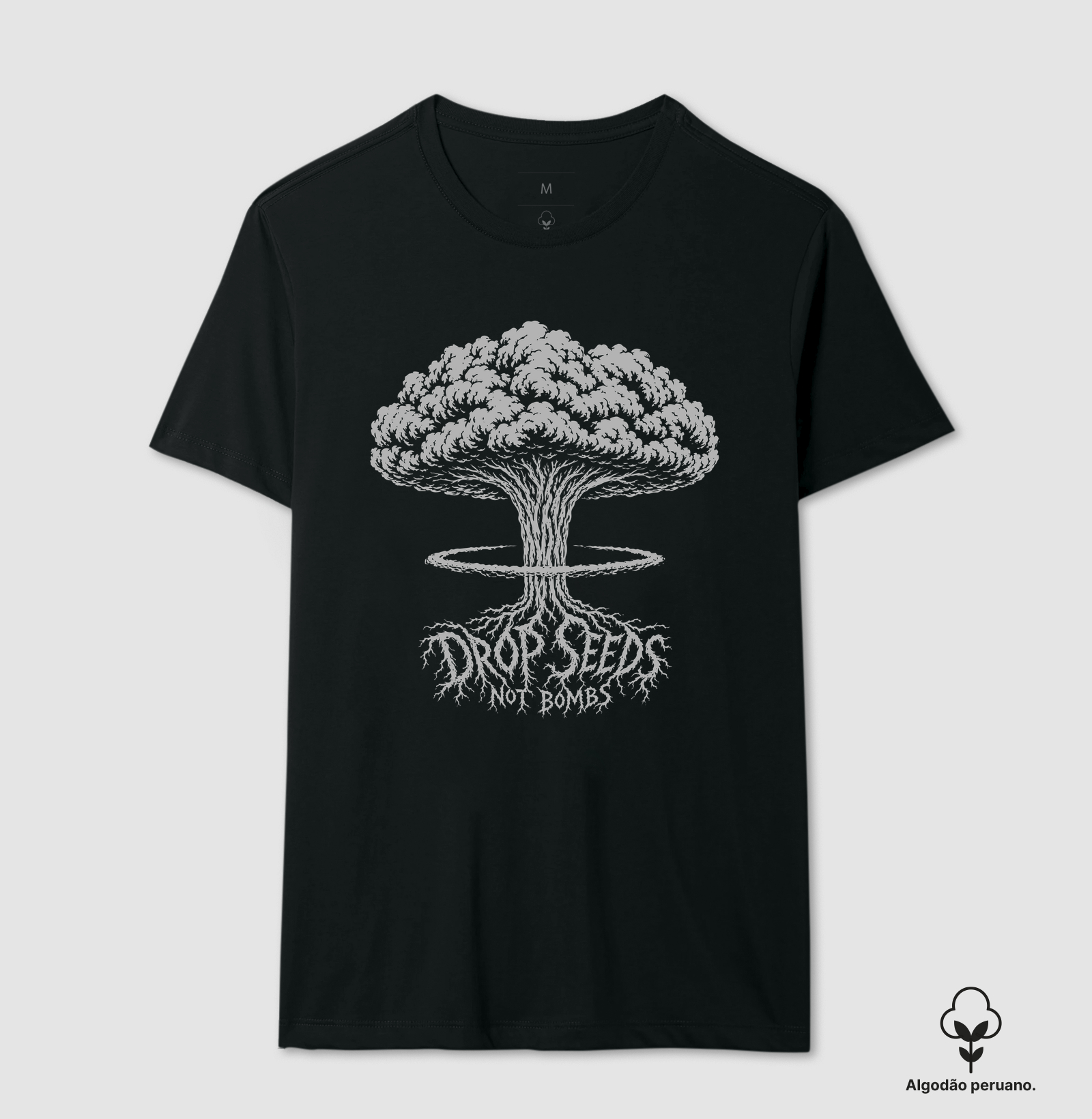 Drop Seeds Not Bombs: Preta | Algodão Peruano - Imagem 2