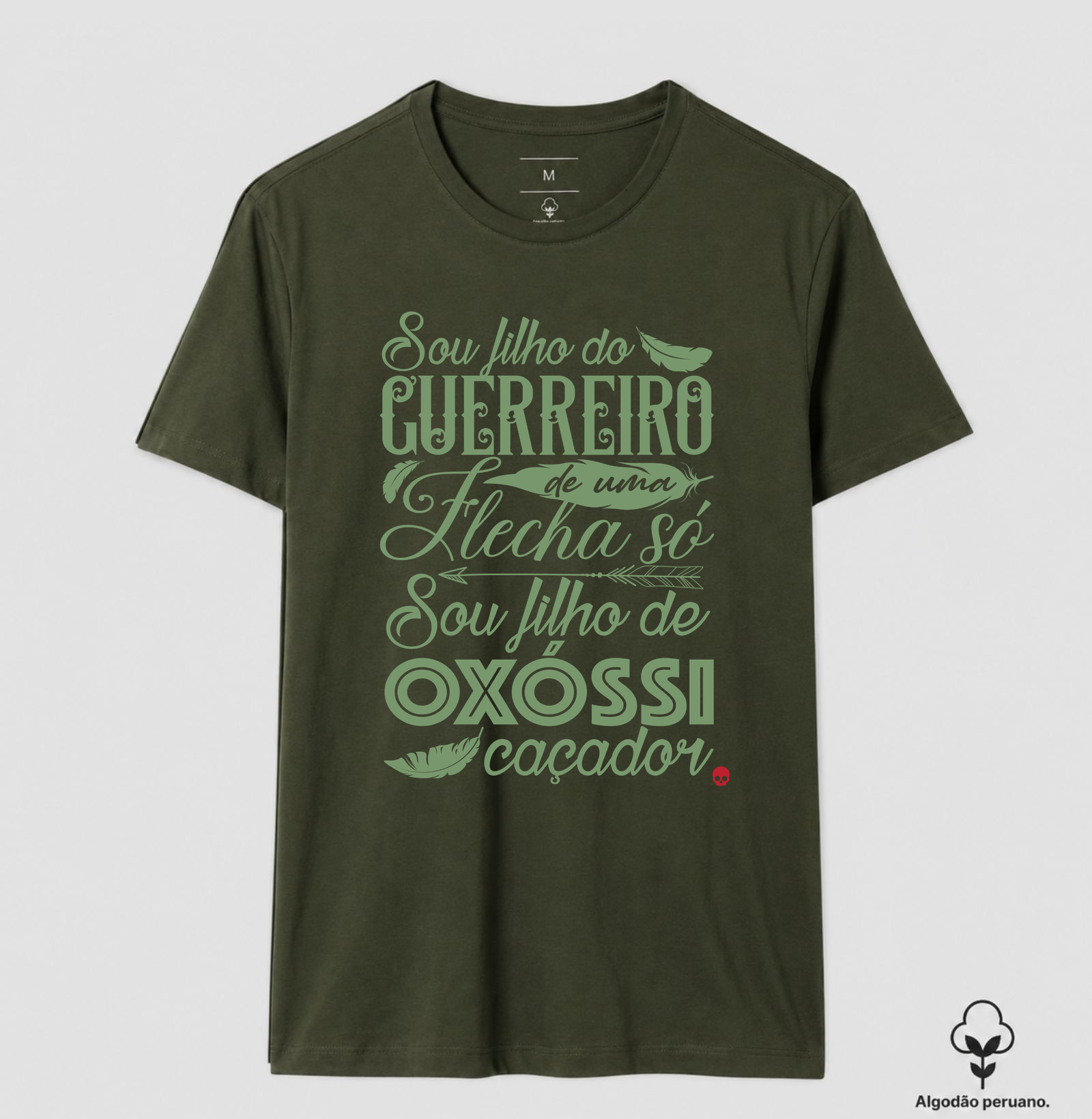 Camiseta Umbanda Oxóssi - Sou filho de um Guerreiro - Em Algodão Peruano - Imagem 9