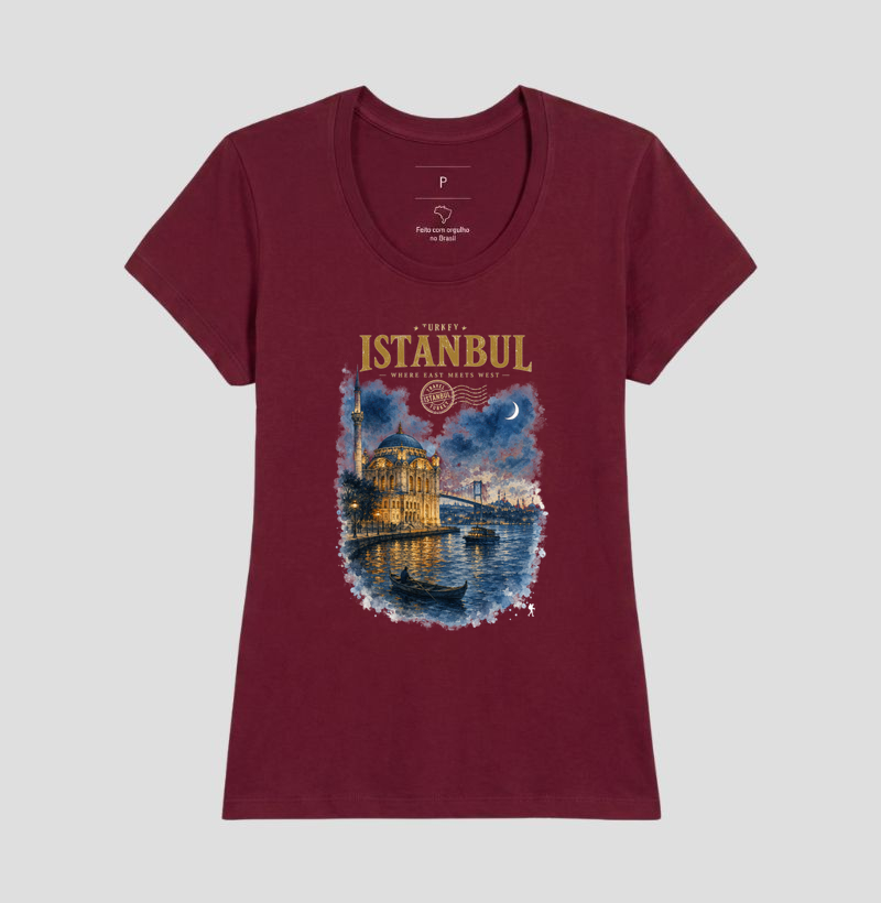 Camiseta Istanbul Turkey Where East Meets West | Aquarela Mesquita Bósforo | Colecao Fashion Travel - Imagem 22