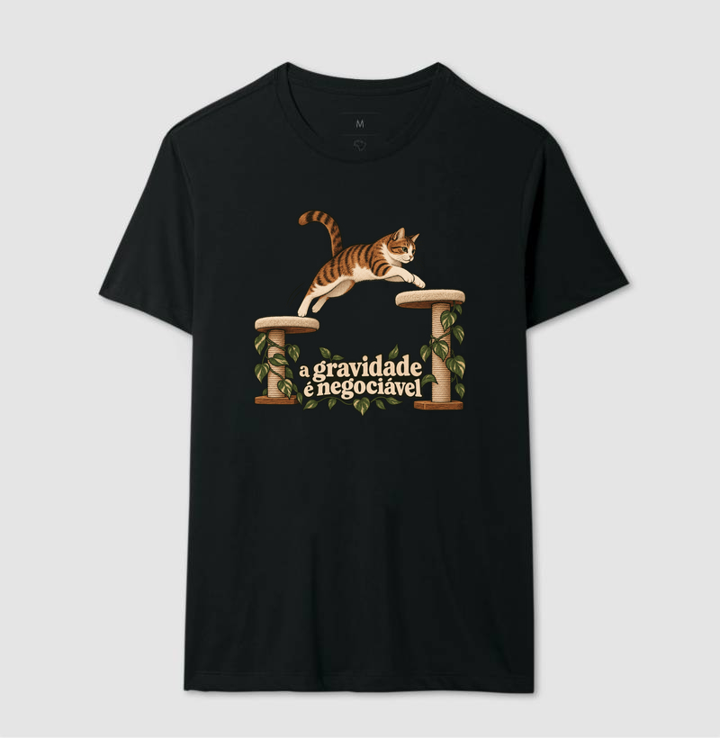Camiseta Gato Salto "a gravidade é negociável" | Pelo & Pano - Imagem 2