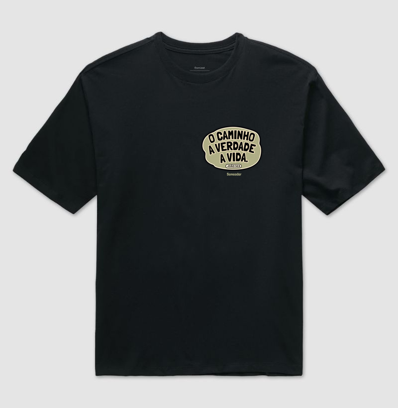 Camiseta Oversized Cristã Unissex Caminho Emblema - Imagem 5