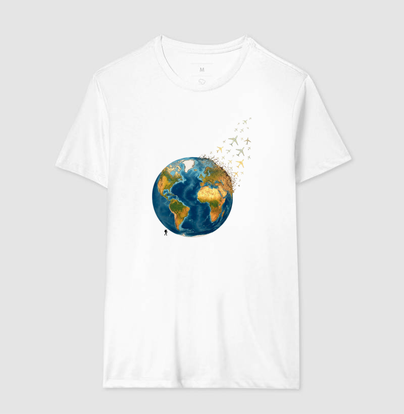 Camiseta Globo Terrestre Avioes Dispersos | Arte 3D Viagem Mundo | Colecao Viciados em Viagem - Imagem 7