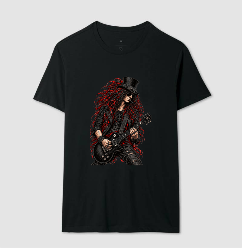 Camiseta Rock Guitarrista Vintage – Estampa Line Art Rebelde - Imagem 2