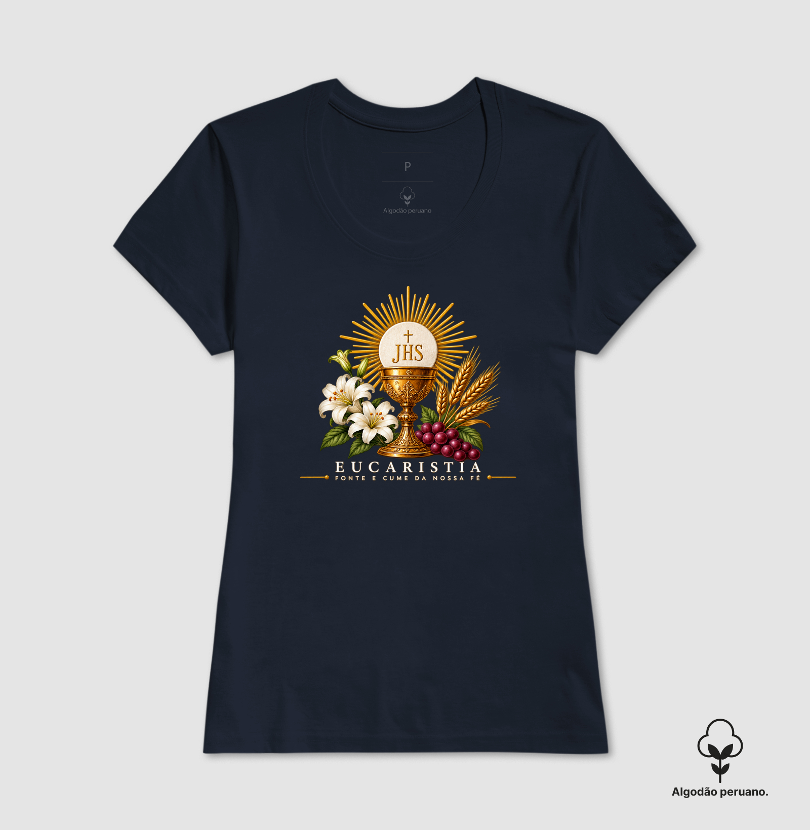 Camiseta Algodão Peruano Eucaristia, fonte e cume da nossa fé - Imagem 7