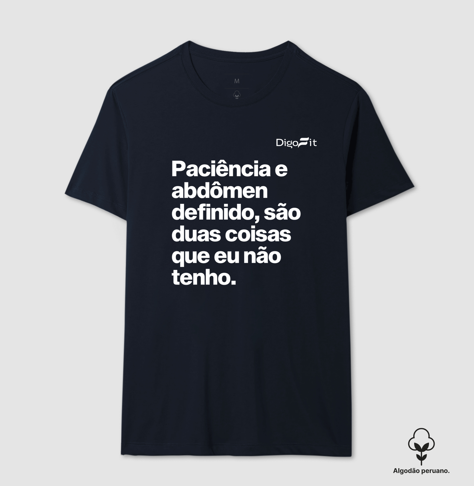 CAMISETA ALGODÃO PERUANO ACADEMIA PACIÊNCIA E ABDÔMEN DEFINIDO - Imagem 3