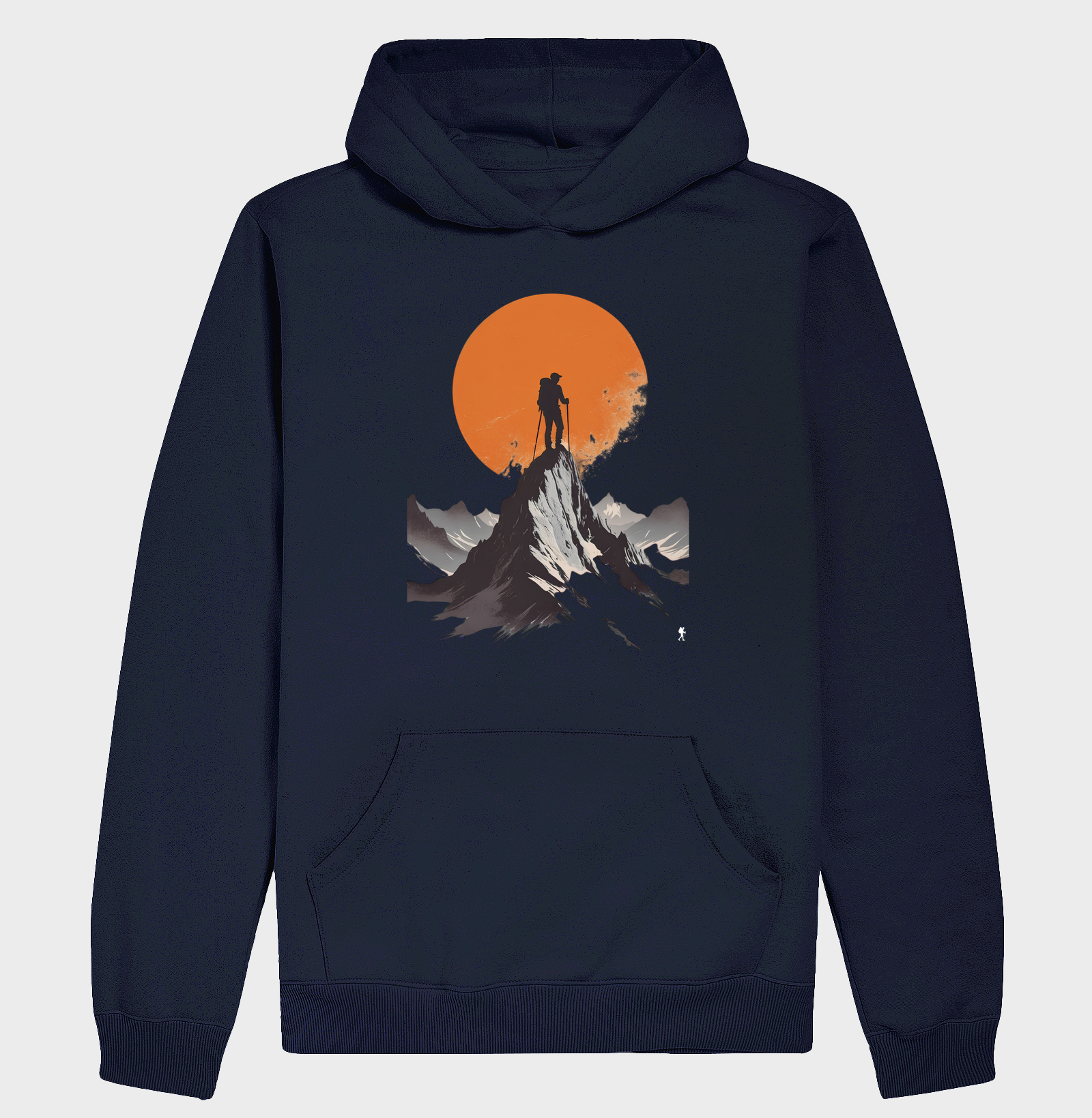Camiseta Trilheiro no Topo da Montanha | Sol Laranja Silhueta Aventura | Colecao Fashion Travel - Imagem 4