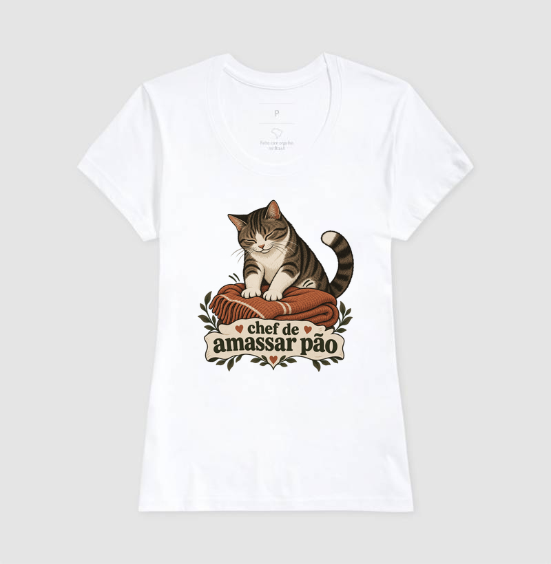Camiseta Gato Amassando Pão "chef de amassar pão" | Pelo & Pano - Imagem 5