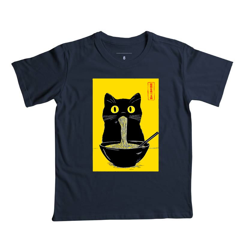Camiseta Infantil Gato Comendo Lámen Japones - Imagem 4