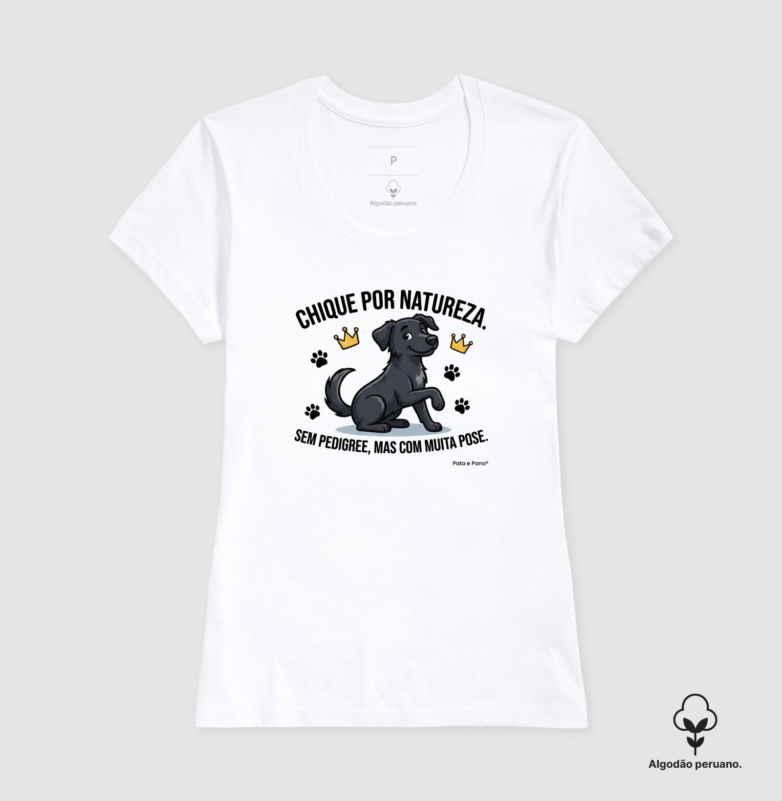 CAMISETA ALGODÃO PERUANO VIRA-LATA PRETO CHIQUE - Imagem 7