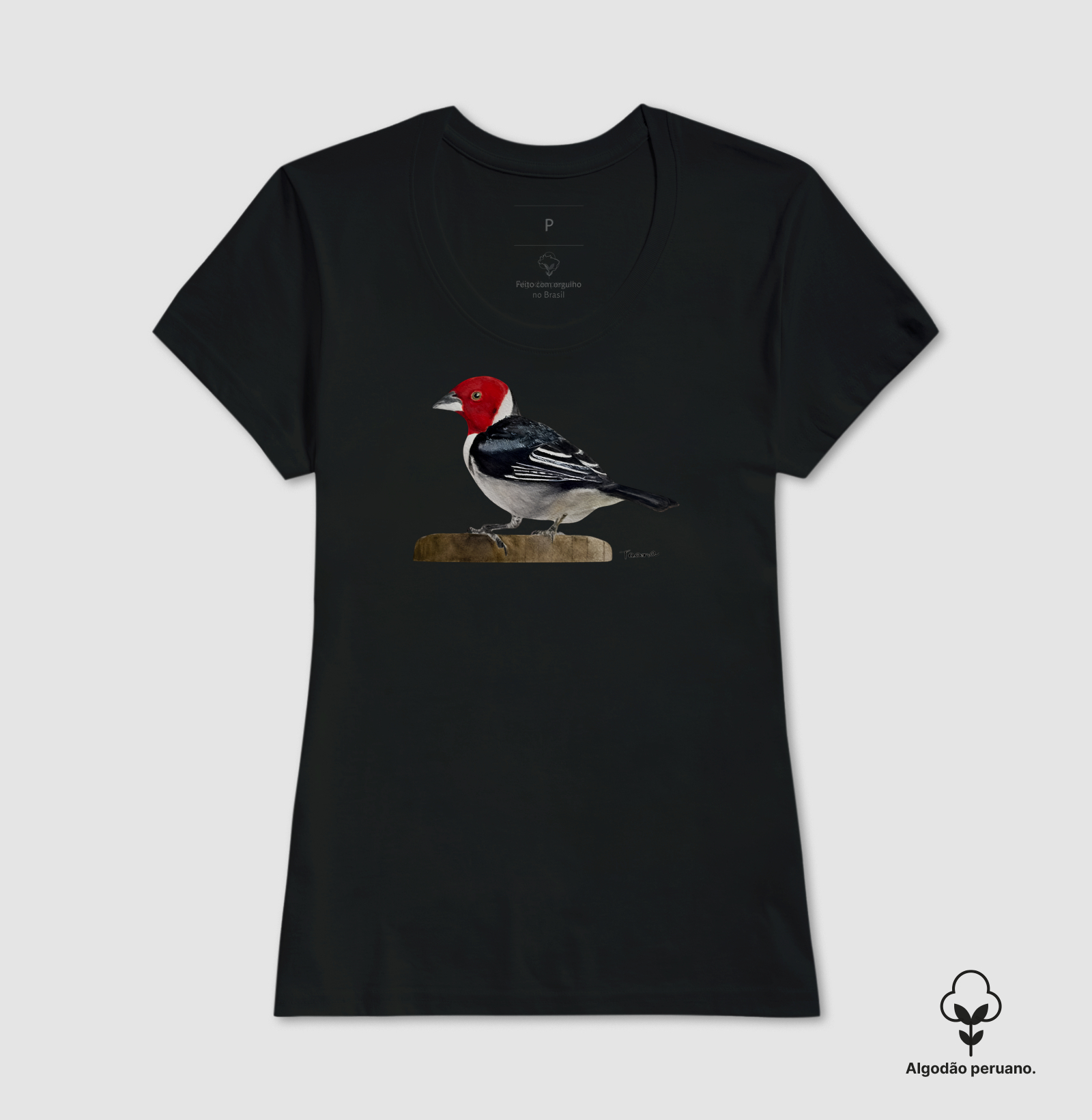 Camiseta Cardeal-do-Nordeste – Aves do Brasil Algodão Peruano - Imagem 5