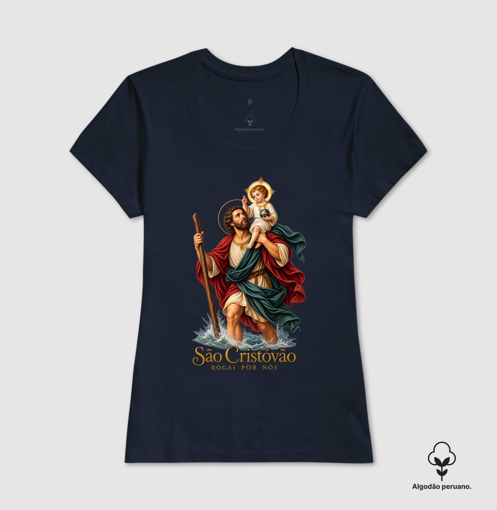 Camiseta Algodão Peruano São Cristóvão Rogai Por Nós - Imagem 7