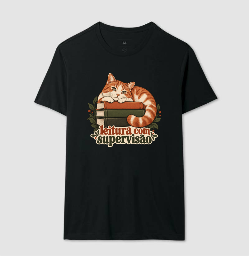 Camiseta Gato Leitura "leitura com supervisão" | Pelo & Pano - Imagem 3