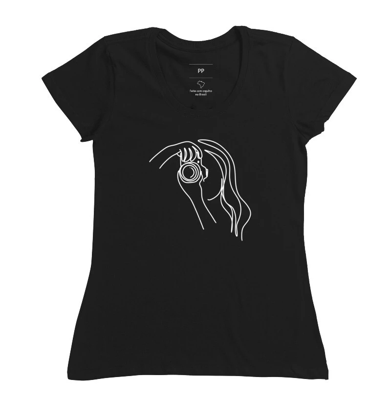 Camiseta feminina mulher fotografando - Imagem 2