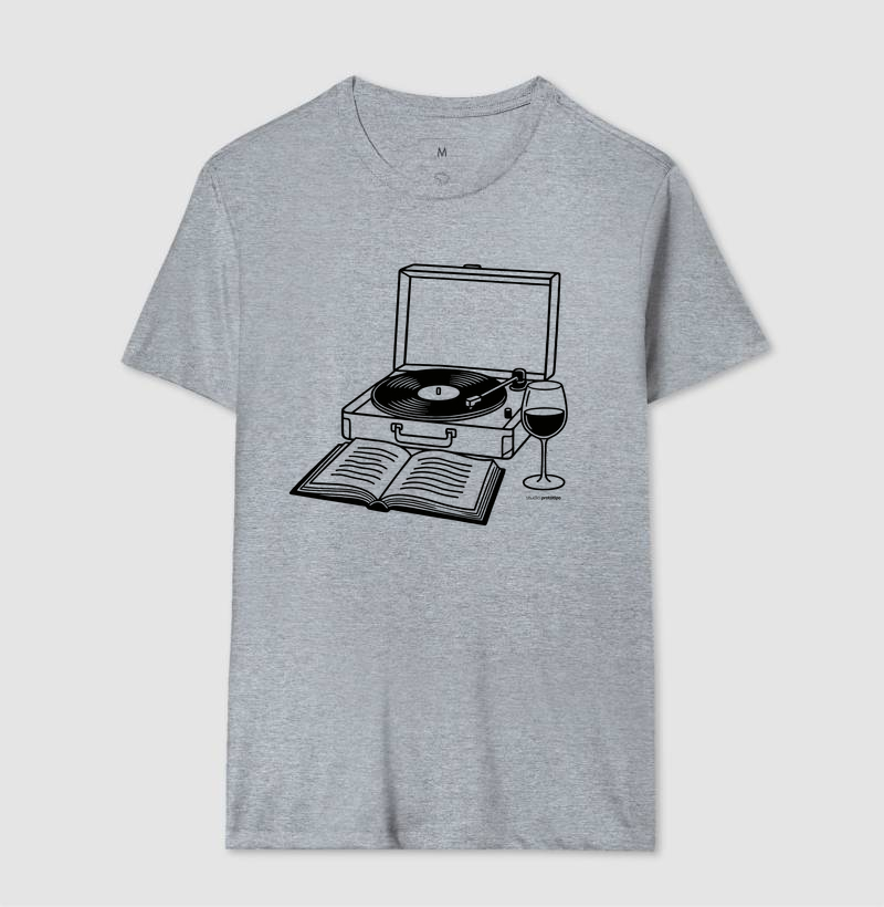 Camiseta Vinil, Livro e Vinho (estampa G) - Imagem 8