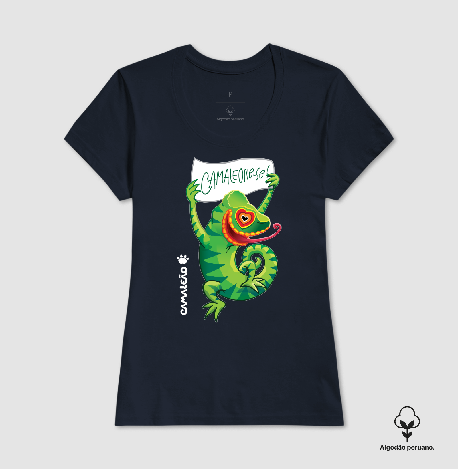 Camiseta Premium Feminina Camaleão - Camaleone-se Cartaz