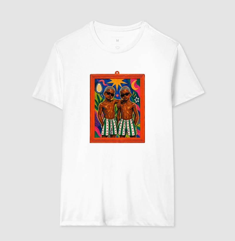 Camiseta São Cosme e Damião Moldura Espelho - Imagem 4