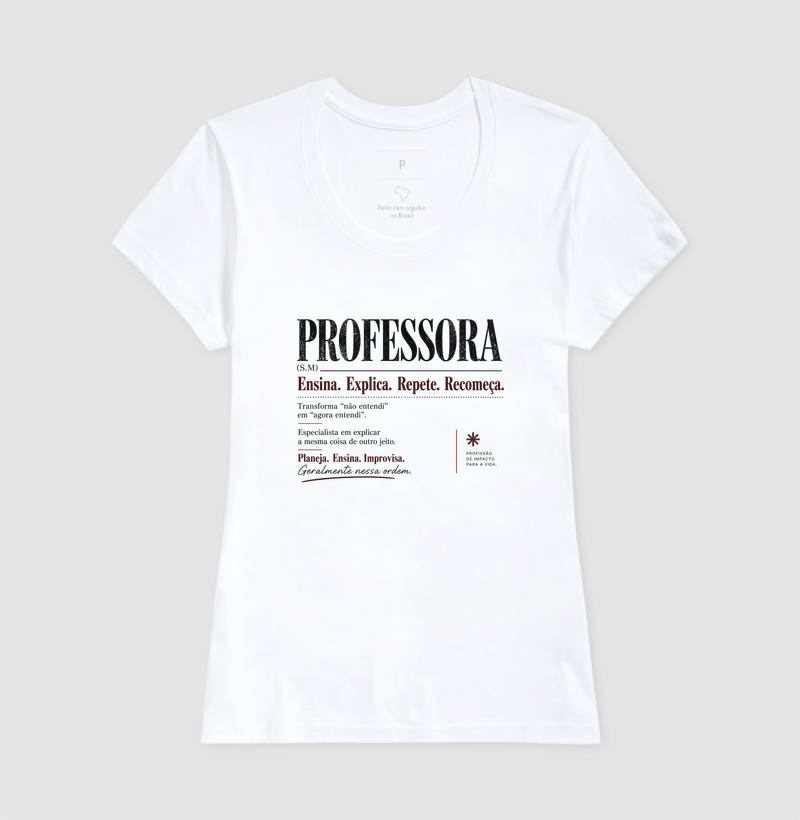 Camiseta Feminina Algodão Definição Professora Estampa Docente  - Imagem 5