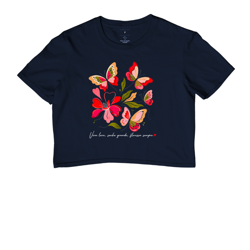 Camiseta Viva leve, Sonhe grande, Floresça sempre. - Imagem 4