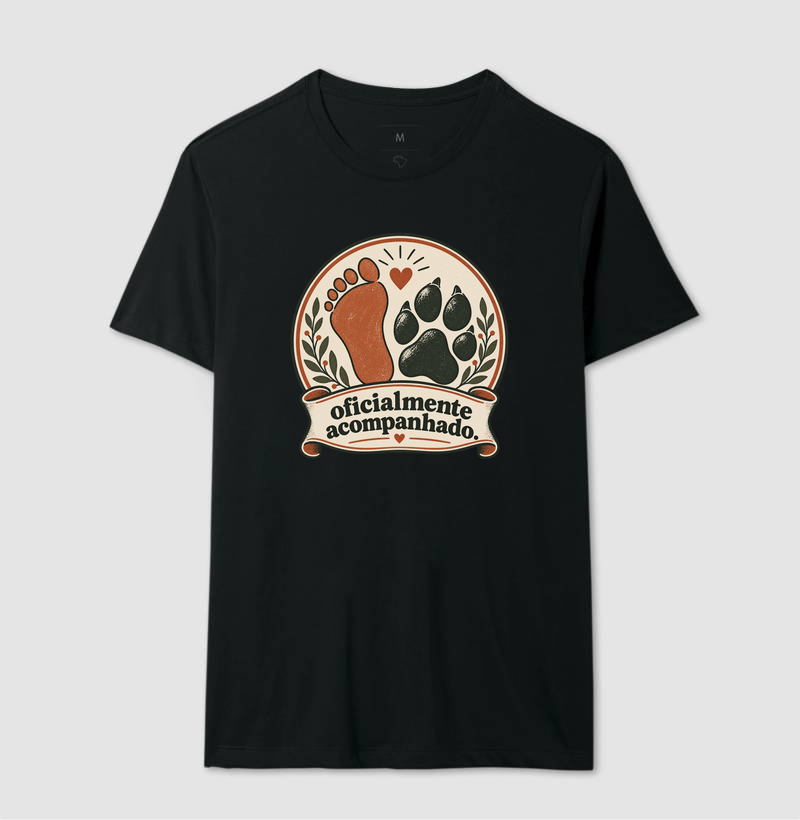 Camiseta Cachorro Minimalista "oficialmente acompanhado" | Pelo & Pano - Imagem 2