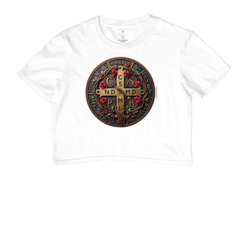 Medalha de São Bento e Flores Coroa-de-Cristo | Arte Sacra Exclusiva - Imagem 3
