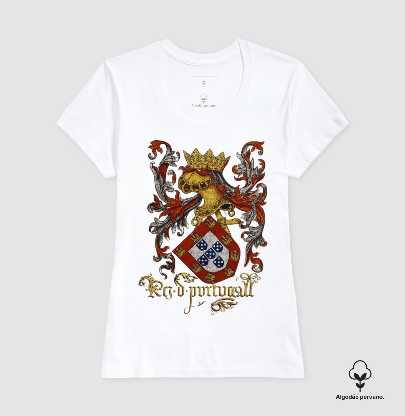 Camiseta Algodão Peruano Brasão de Armas de Portugal (séculos XV e XVI) - Imagem 7