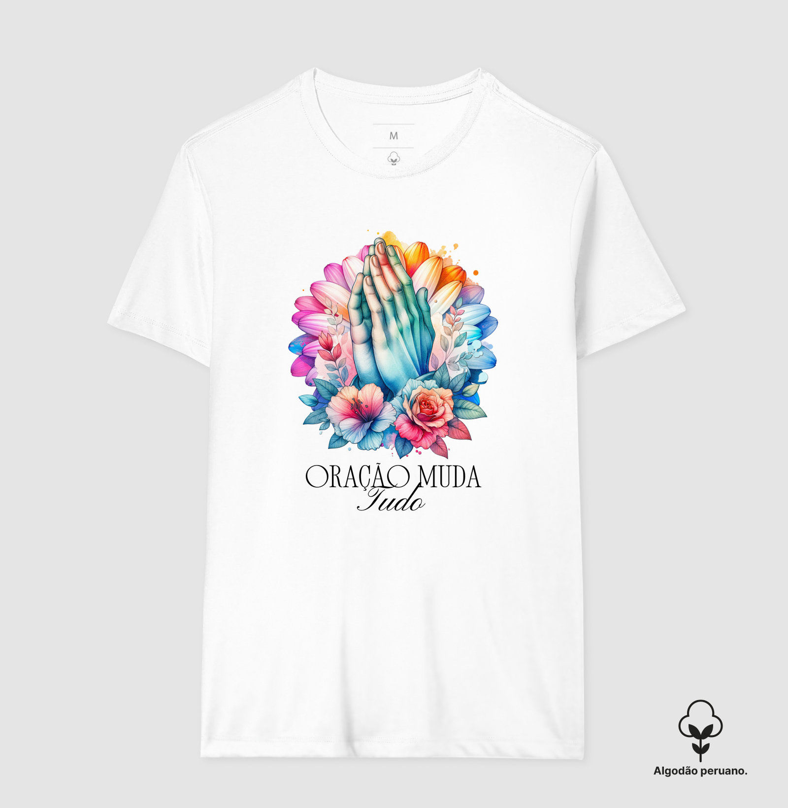 Camiseta Algodão Peruano Oração Muda Tudo - Imagem 3