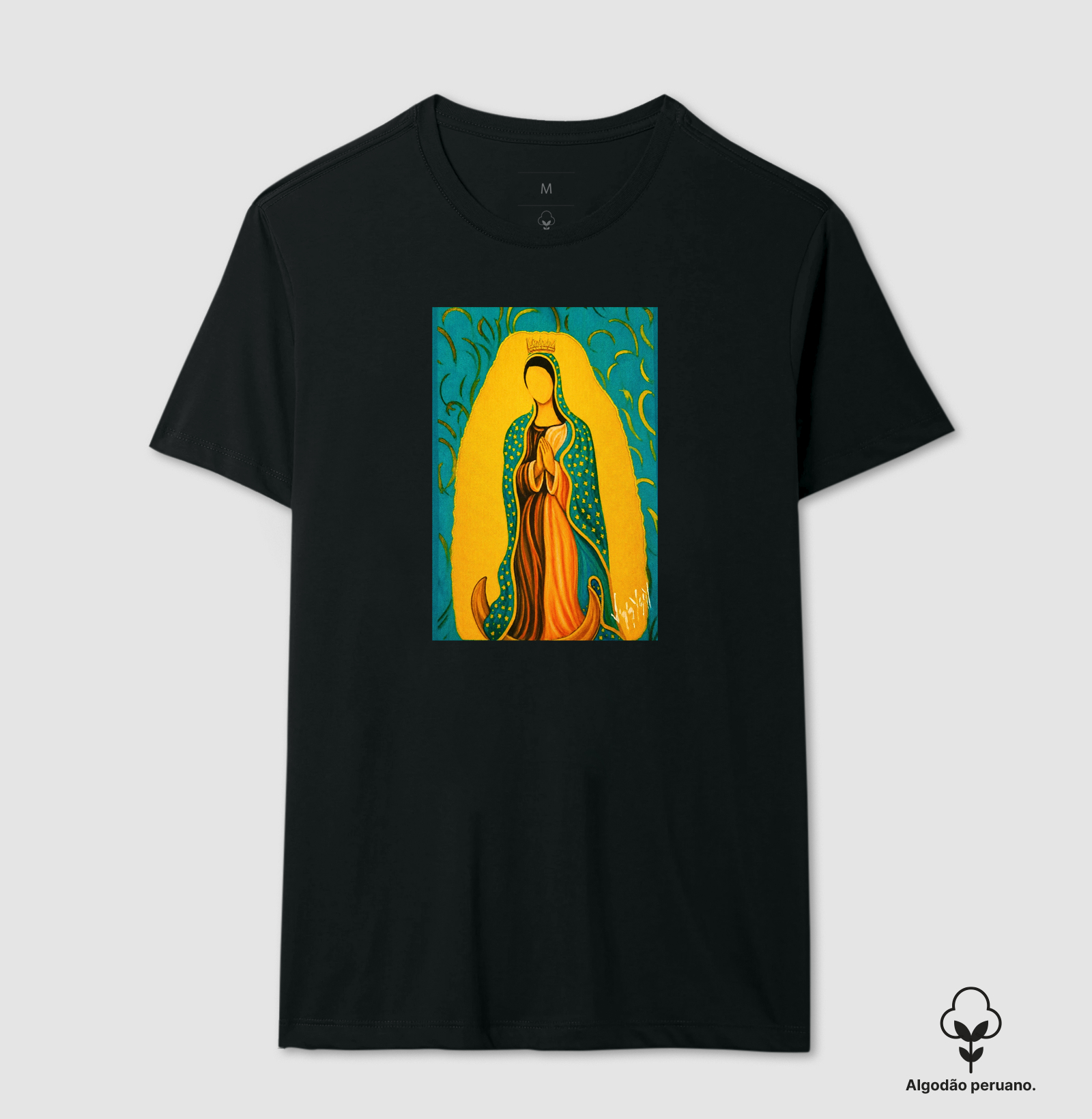 Camiseta Algodão Peruano Nossa Senhora de Guadalupe Arte Sacra - Imagem 4
