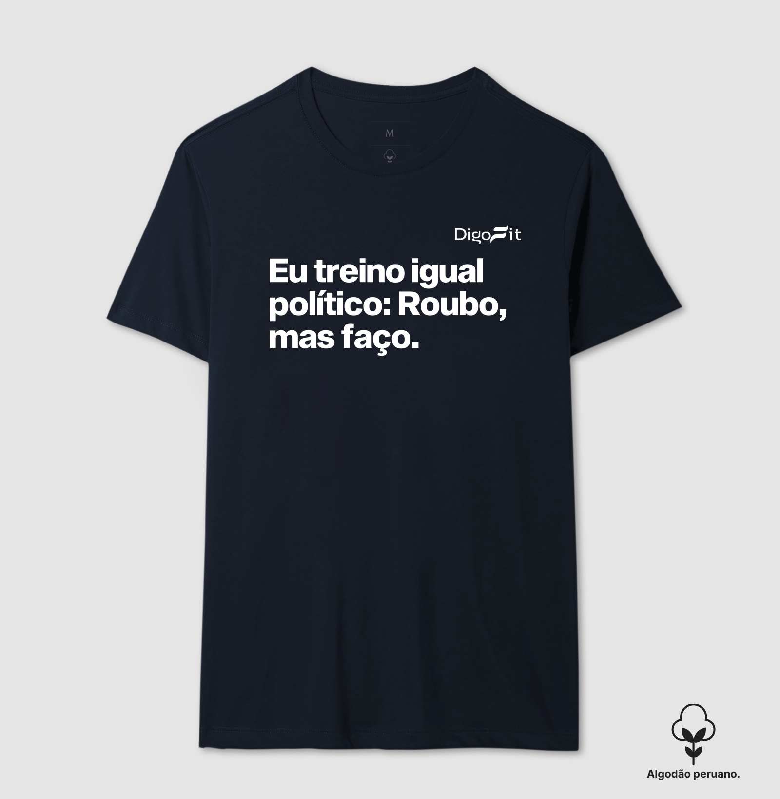 CAMISETA ALGODÃO PERUANO ACADEMIA EU TREINO IGUAL POLÍTICO - Imagem 7