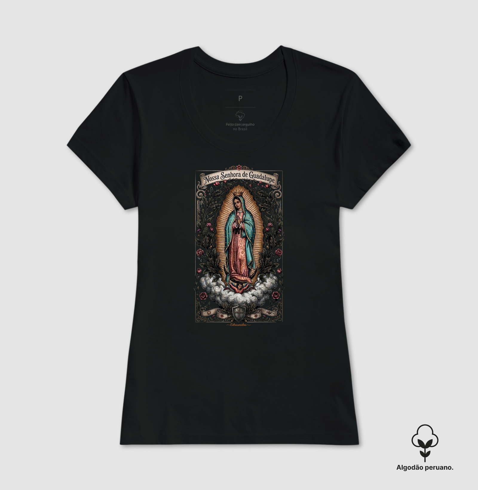 Camiseta Nossa Senhora de Guadalupe (Arte Sacra Vintage Ilustrada) - Imagem 5