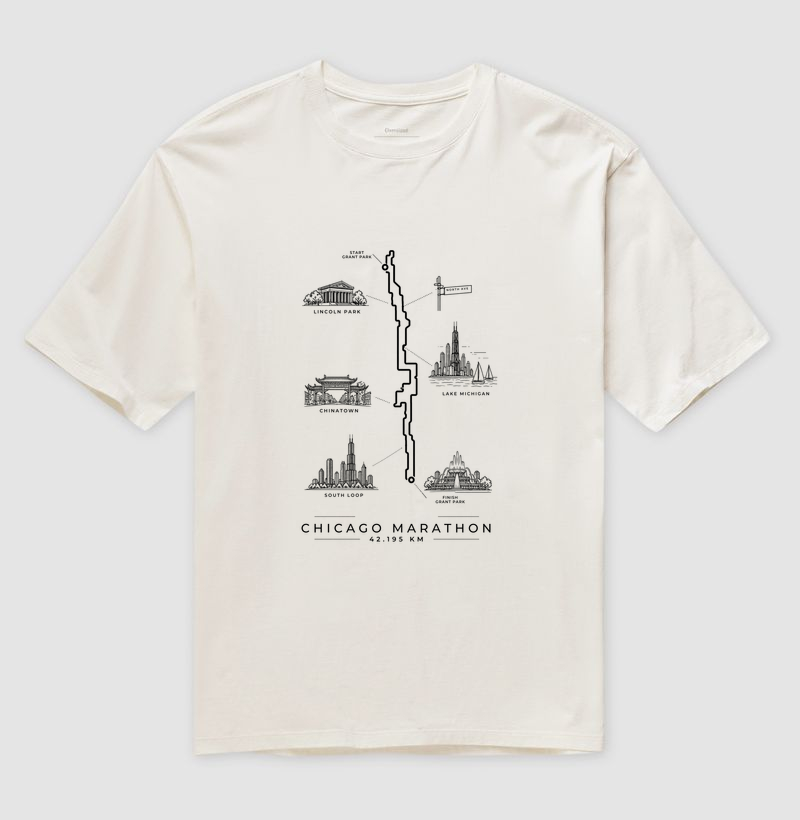 Camiseta Oversized Maratona - Percurso Maratona de Chicago - Imagem 4