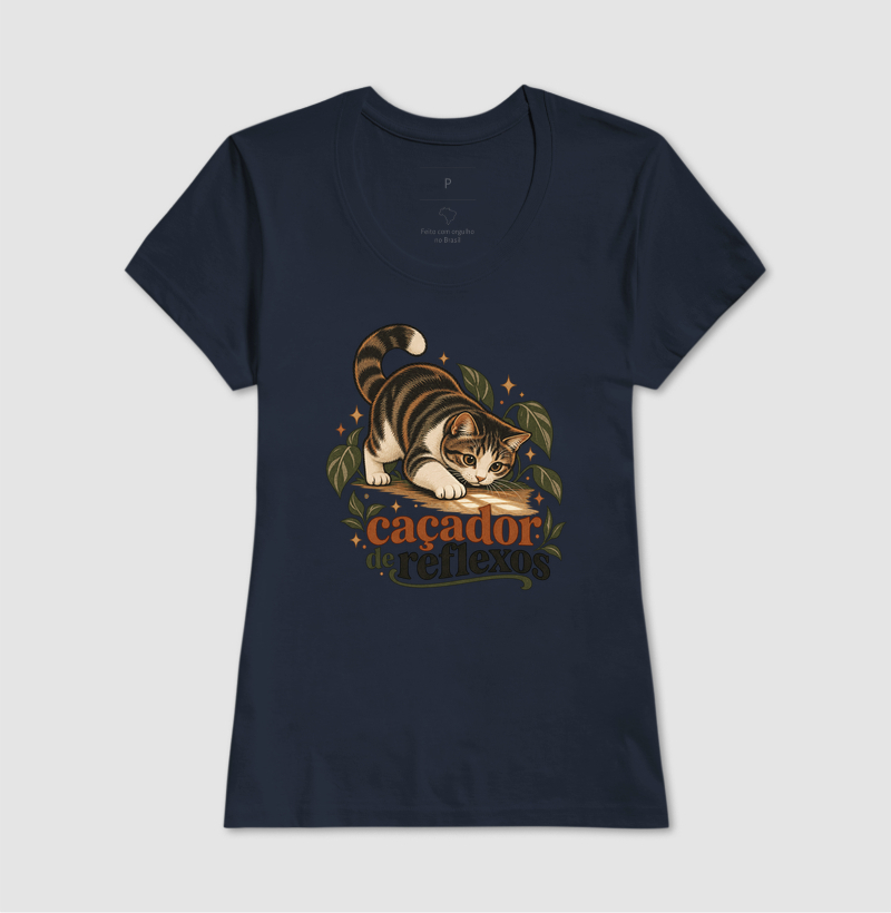 Camiseta Gato Brincando "caçador de reflexos" | Pelo & Pano - Imagem 7