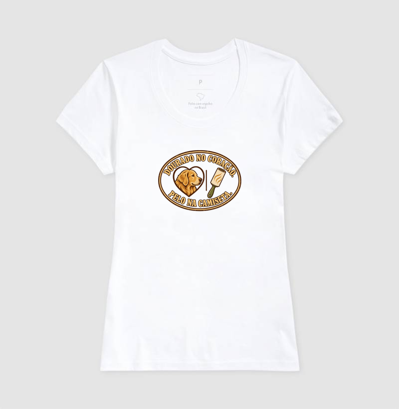 Dourado no coração. Pelo na camiseta. - Imagem 5