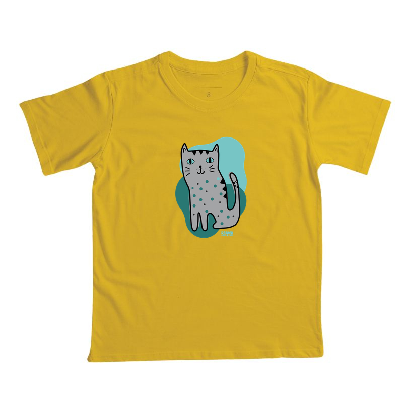 Desenho de gato cinza com fundo verde - Imagem 4